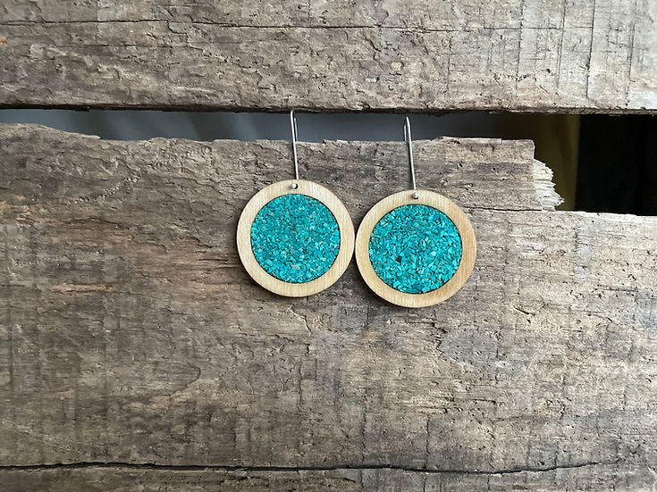 Maple Wood and Chrysocolla Earrings