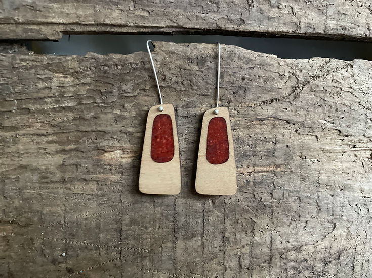 Birch Wood and Jasper Earrings
